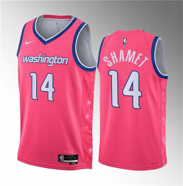Mens Washington Wizards #14 Landry Shamet Pink 2023 Draft City Edition Stitched Jersey->washington wizards->NBA Jersey